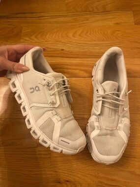 On Cloud White Running Sneakers